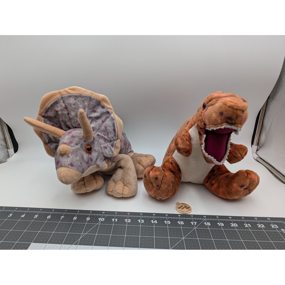 Wild Republic Dinosaur Plush T Rex Triceratops Lot of 2 Stuffed‎ Animal Toy